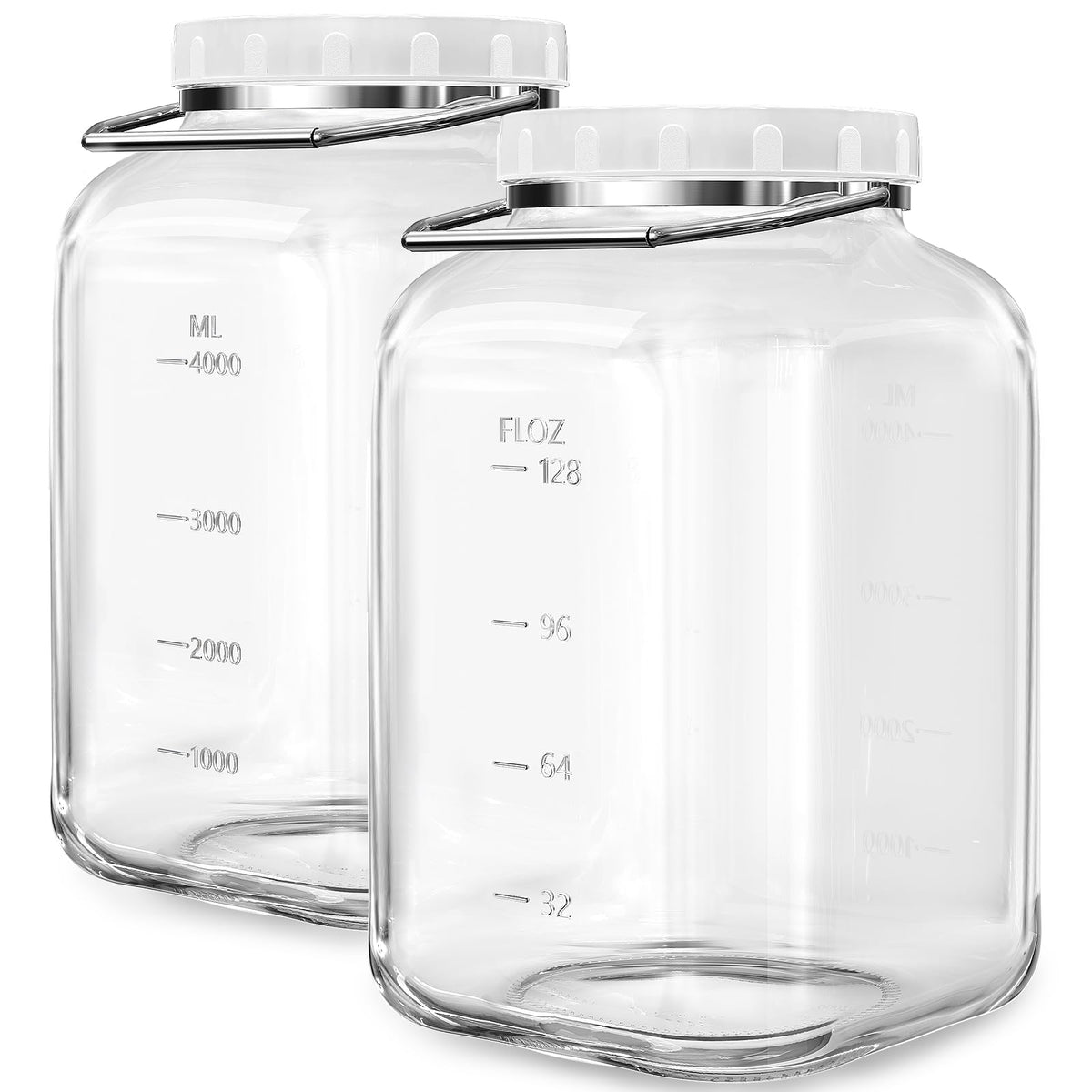 Folinstall 2-pack 1.5 gallon glass jar with wide mouth for easy filling and cleaning.