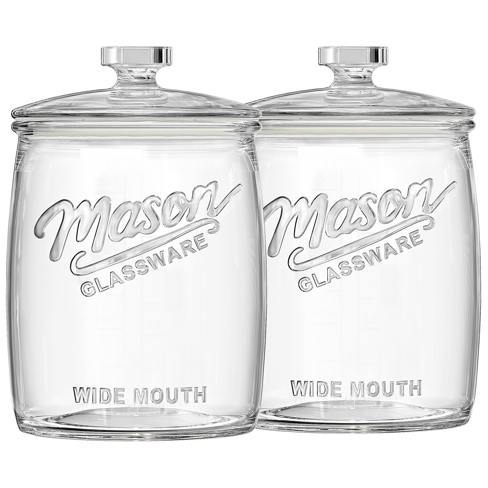 Folinstall 2-pack 1-gallon glass cookie jar with airtight lid for freshness.
