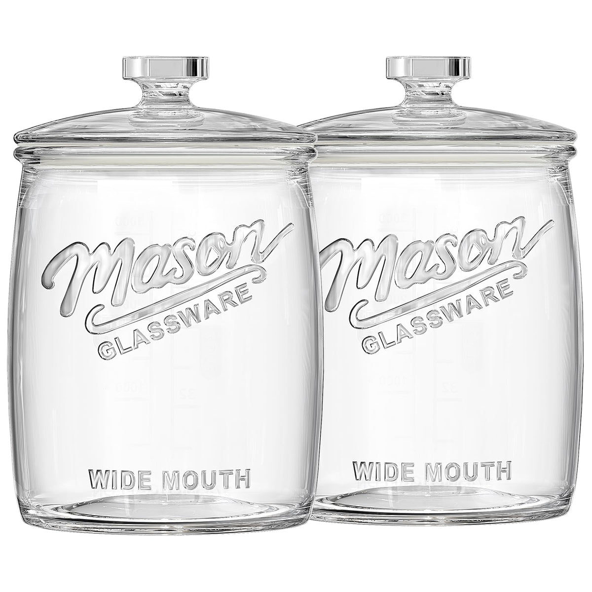 Folinstall 2-pack 1-gallon glass cookie jar with airtight lid for freshness.