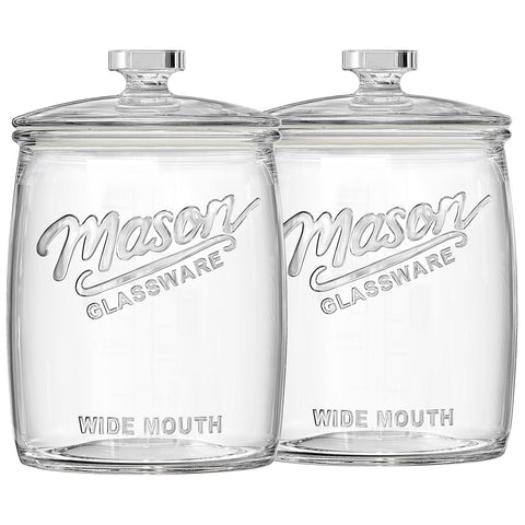 Folinstall 2-pack 1-gallon glass cookie jar with airtight lid for freshness.