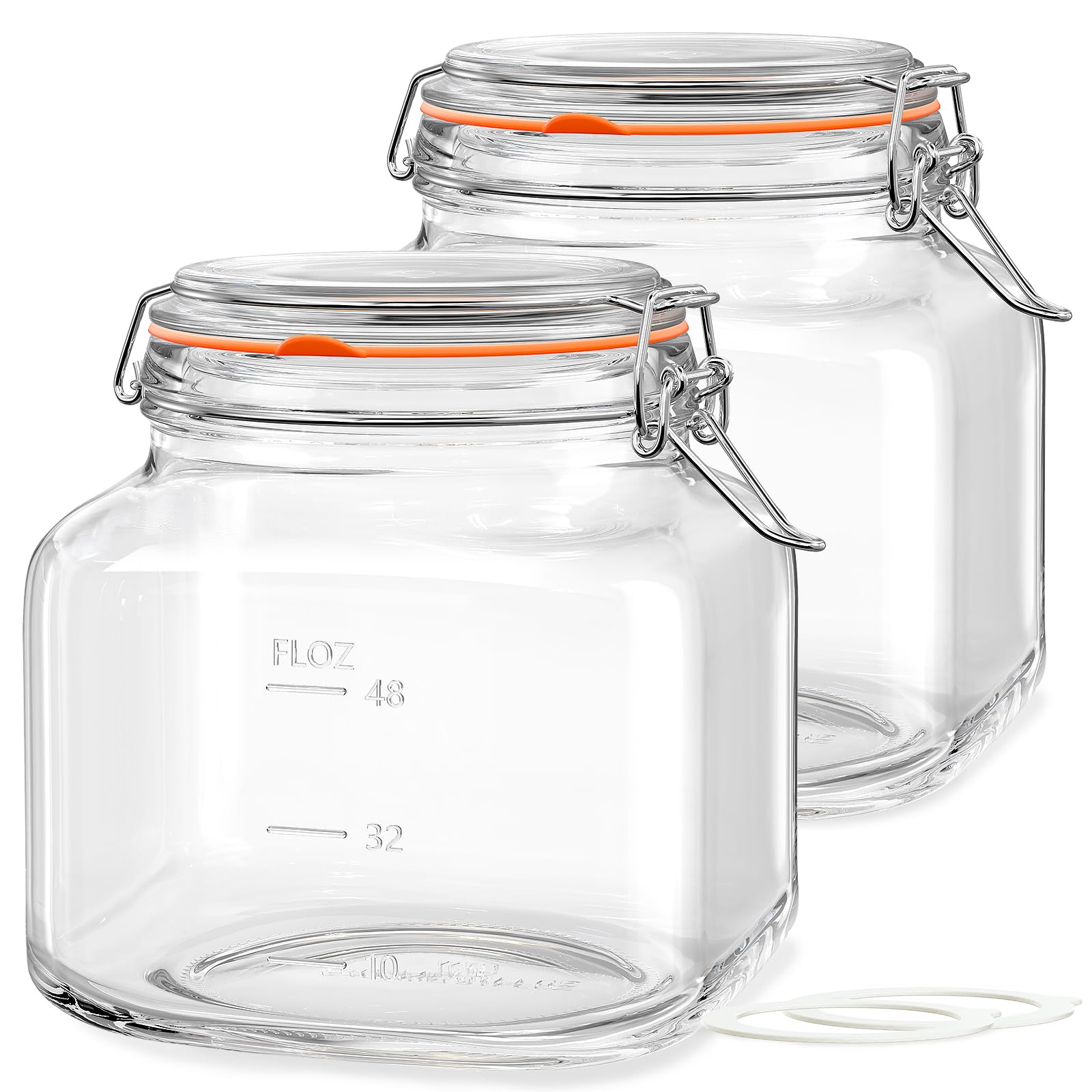 Folinstall 81oz glass jar with airtight lid keeps pantry staples fresh.