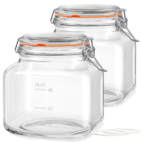 Folinstall 81oz glass jar with airtight lid keeps pantry staples fresh.