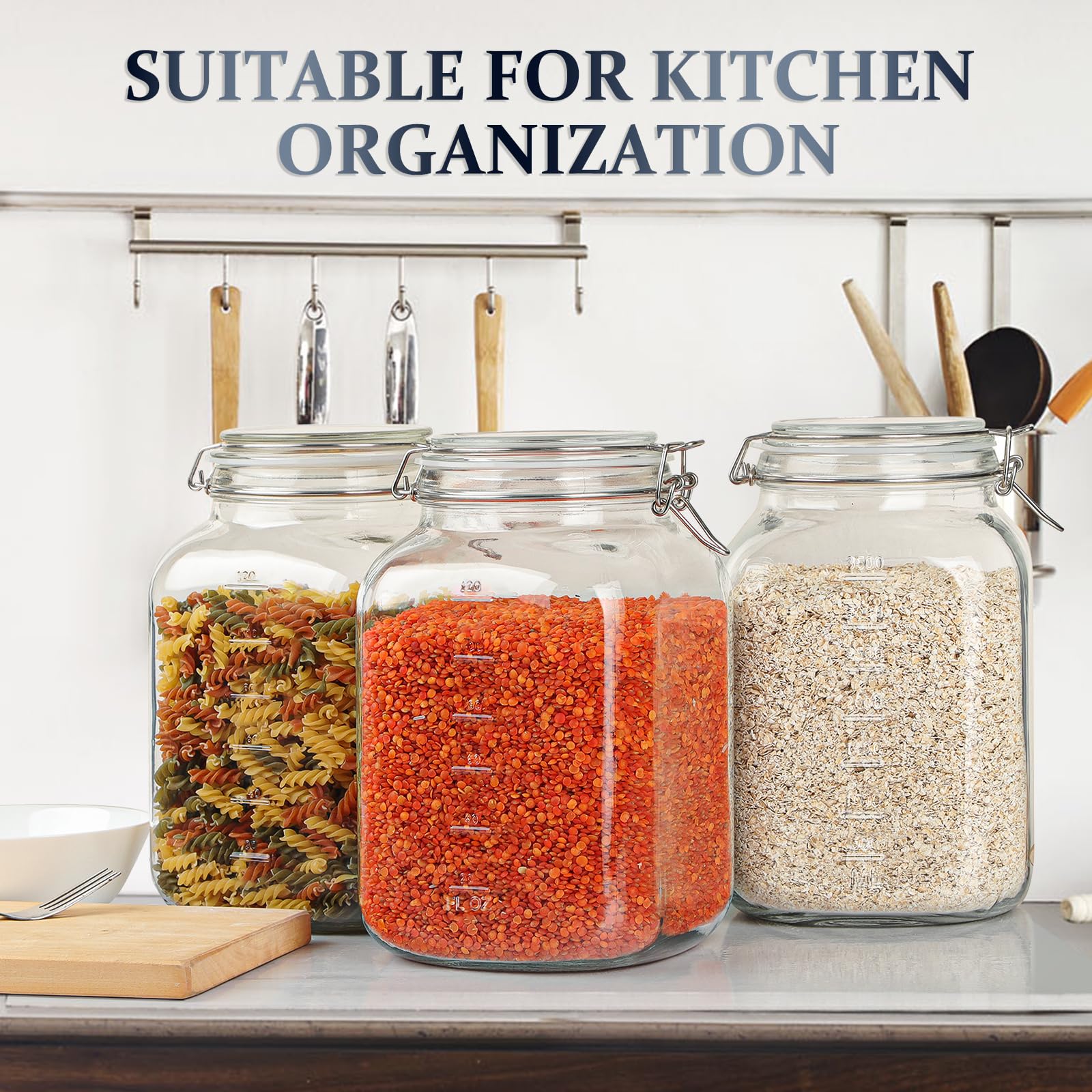 Folinstall glass jar with airtight lid and silicone gasket for freshness