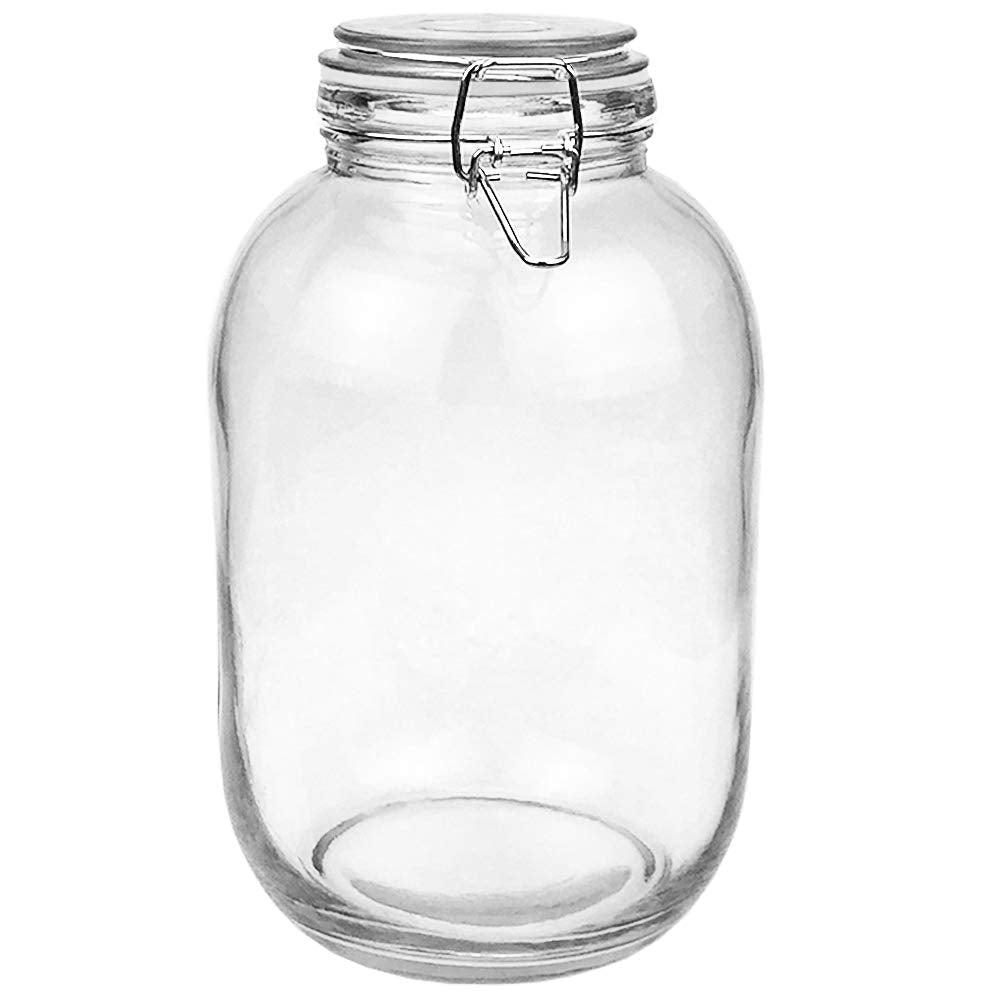 Folinstall gallon glass jar with airtight lid preserves freshness and prevents leaks.
