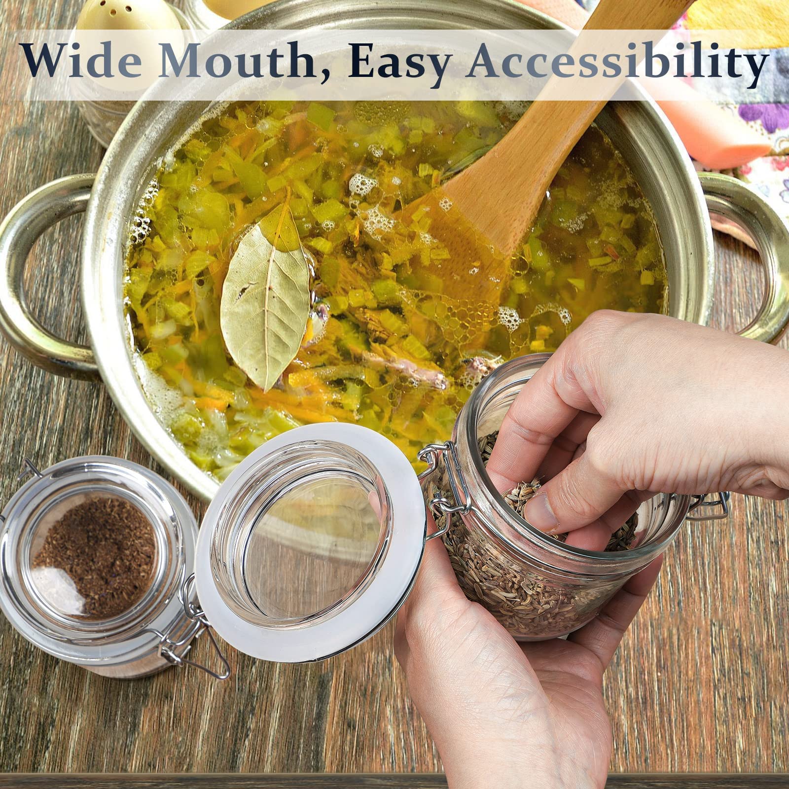 Folinstall glass spice storage shows contents clearly for quick meal prep.