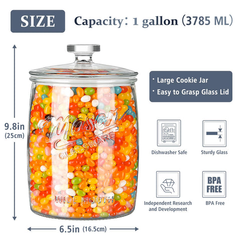 Folinstall glass storage jar with airtight lid preserves snacks and moisture control.