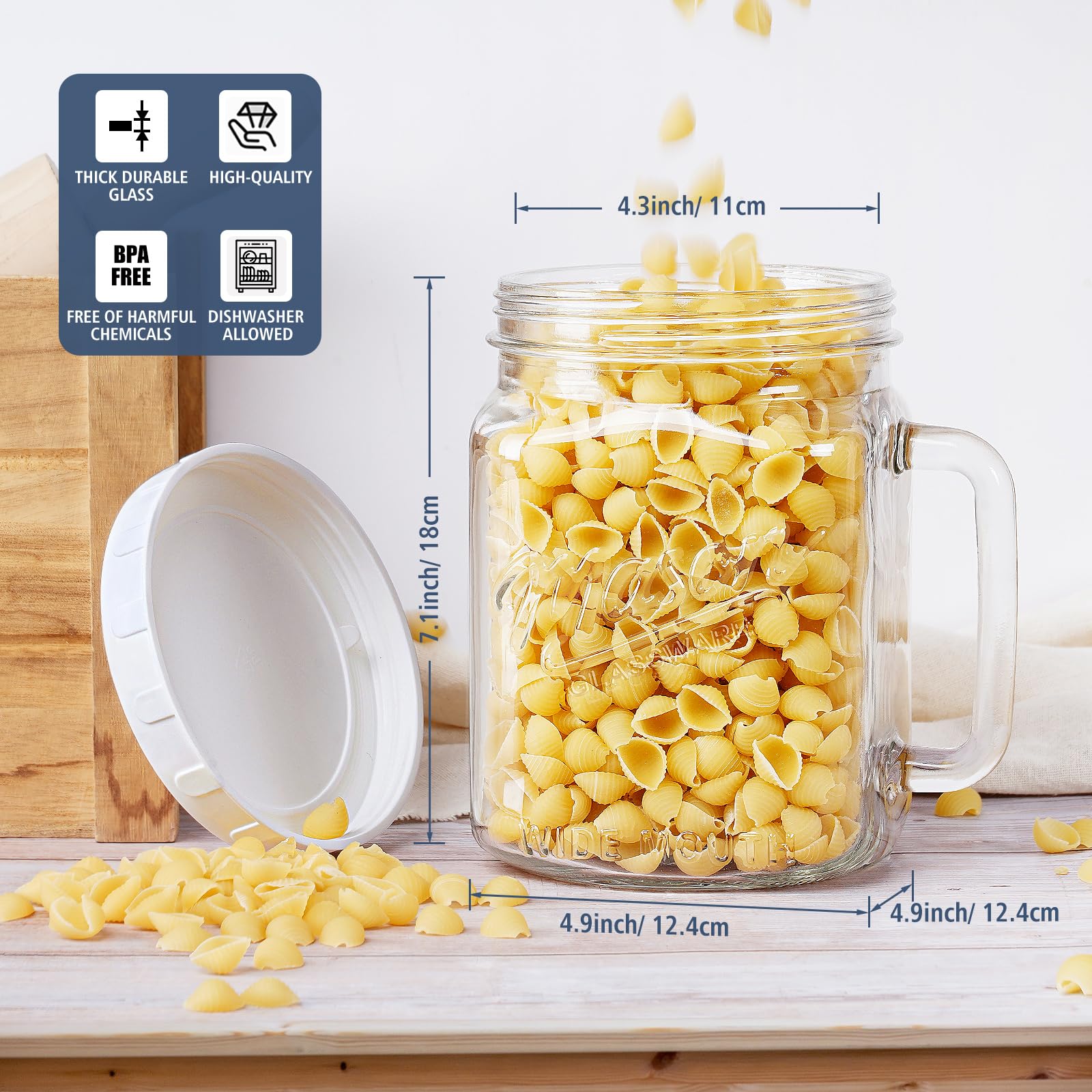 Folinstall jar with handle designed for fridge storage and simple handling