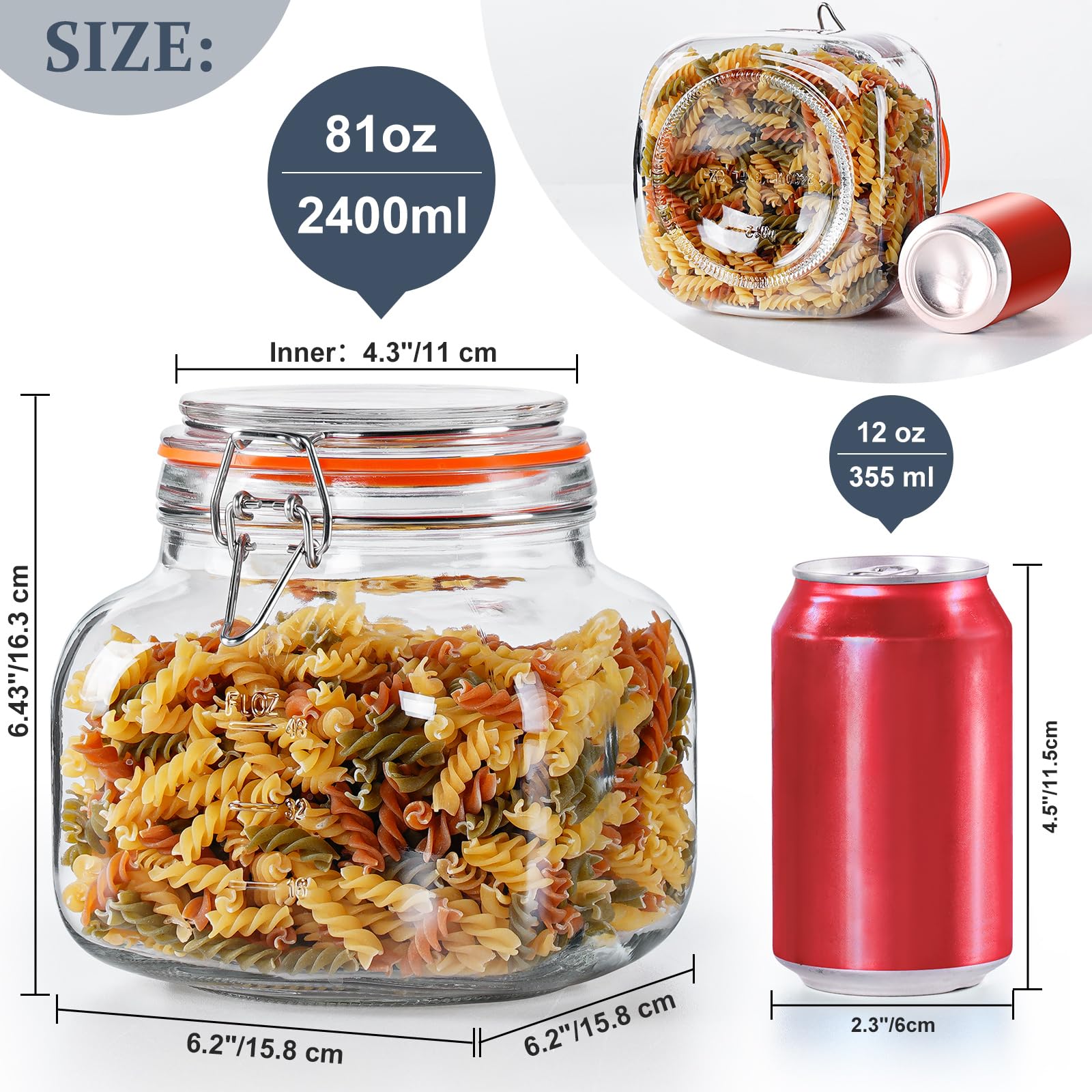 Folinstall scale-marked glass jar shows ounces and milliliters for easy measuring.