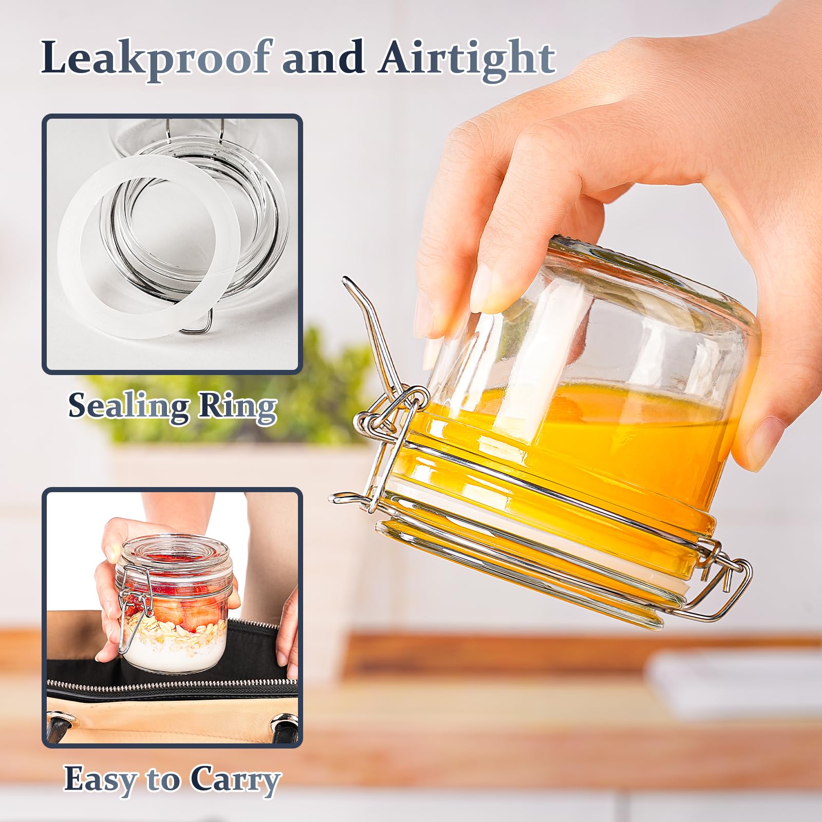 Folinstall small mason jar with hinged lid for easy access and neat shelving.