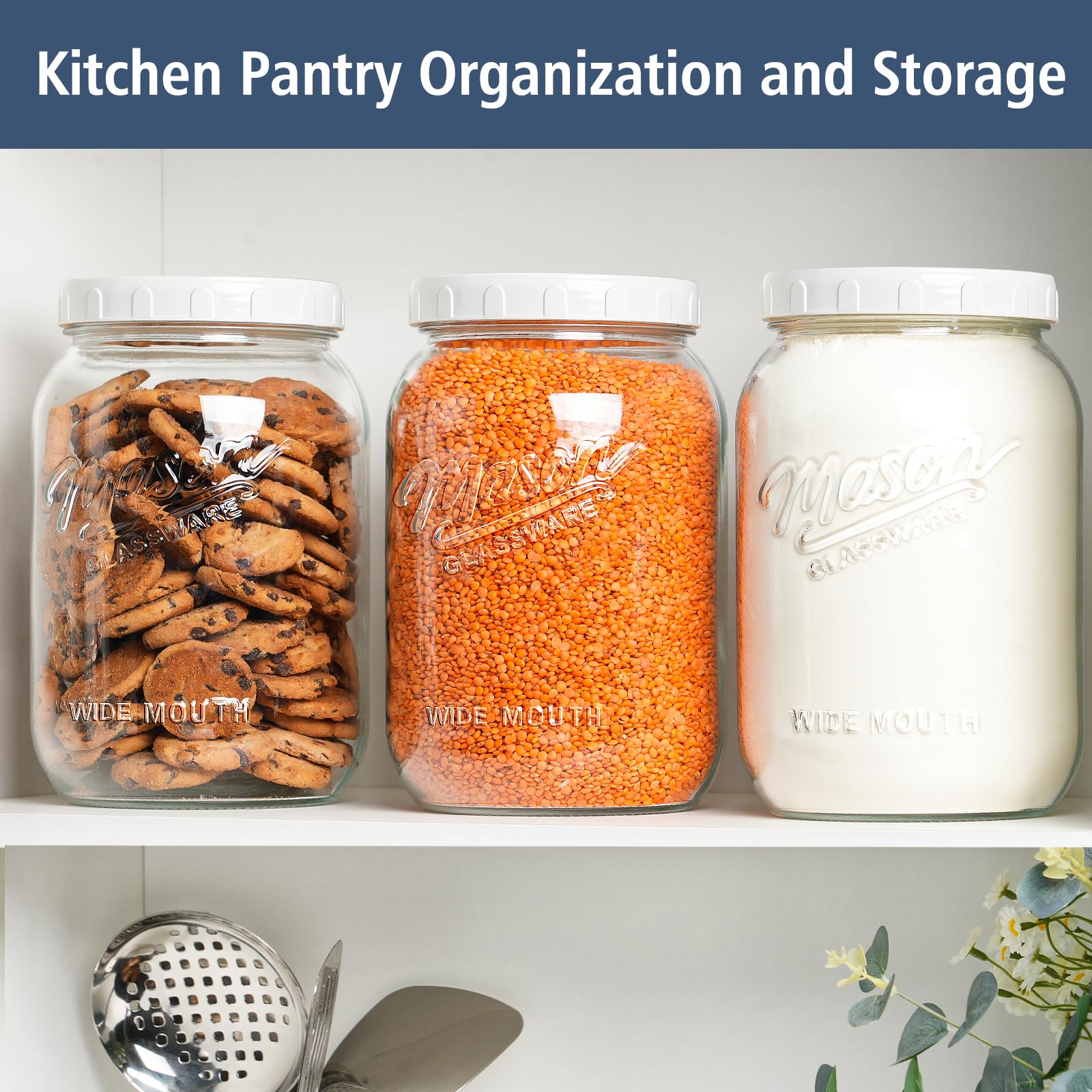 Folinstall sturdy glass jar designed for organized pantry storage.