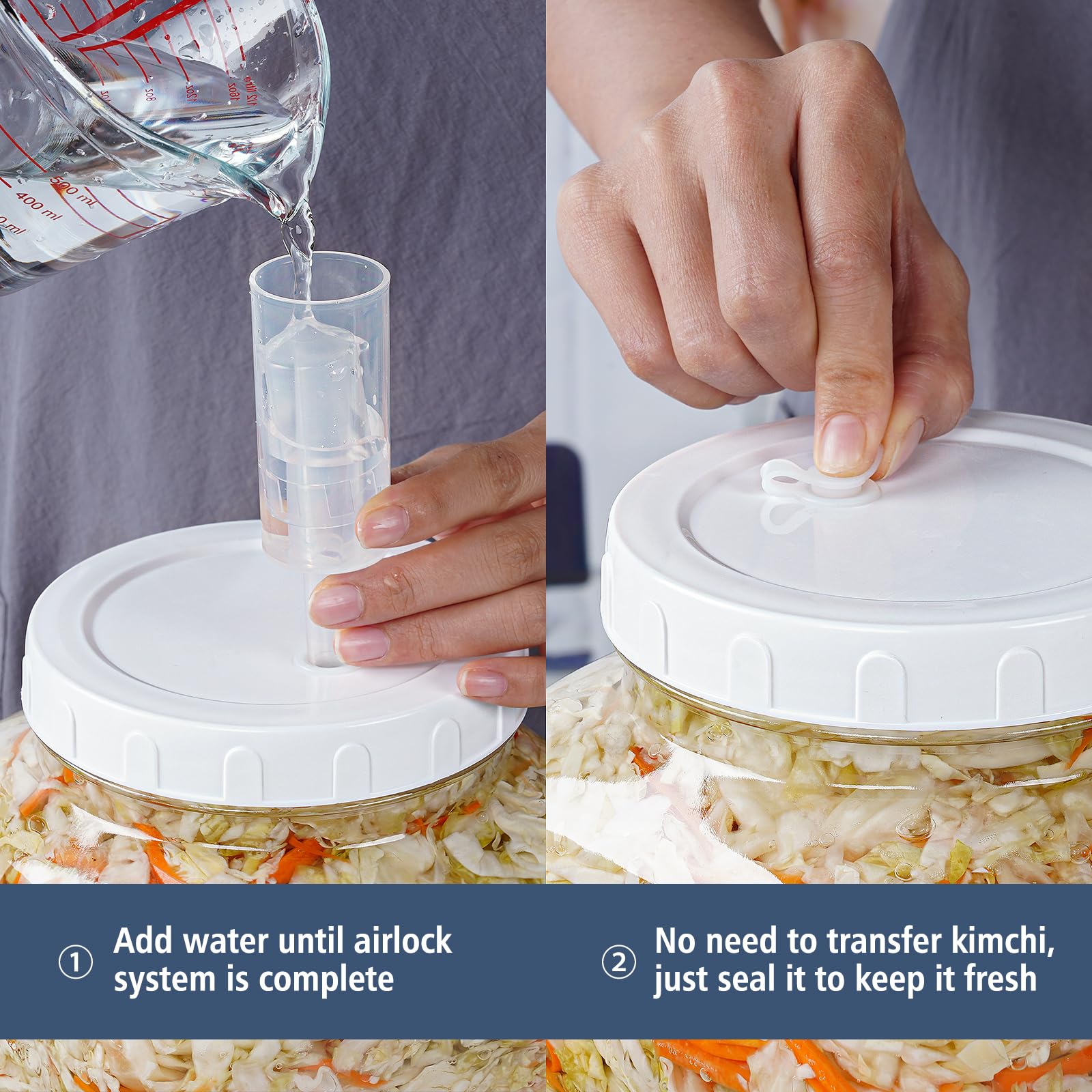 Folinstall two-pack fermentation jars ideal for multiple ferments like pickles, kimchi, or mead.