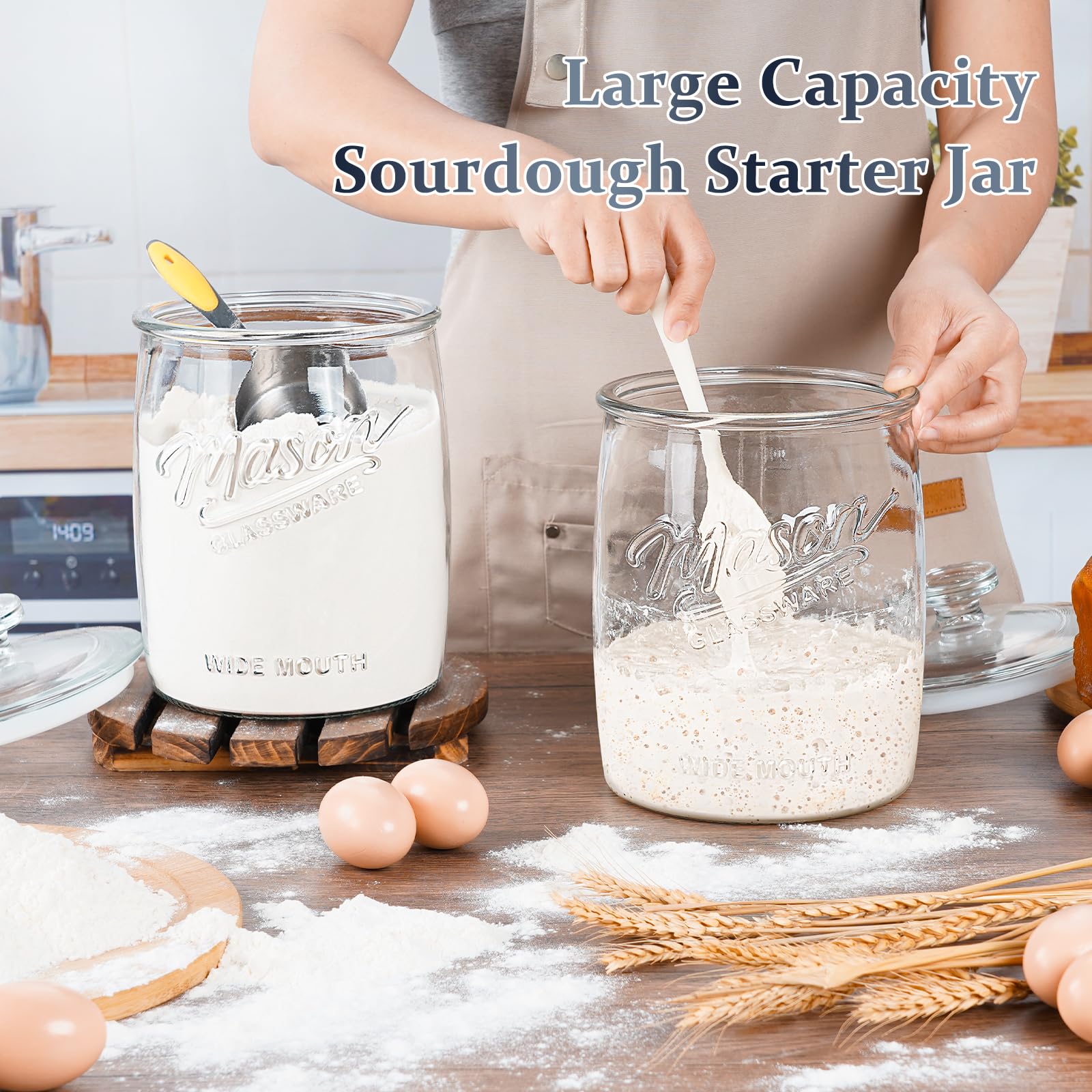 Folinstall versatile gallon jar suitable for cookies, coffee, or dog treats.