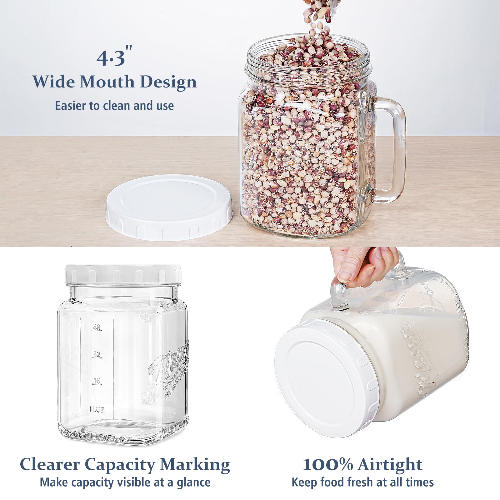 Folinstall wide-mouth jar with measurement markings for precise portioning