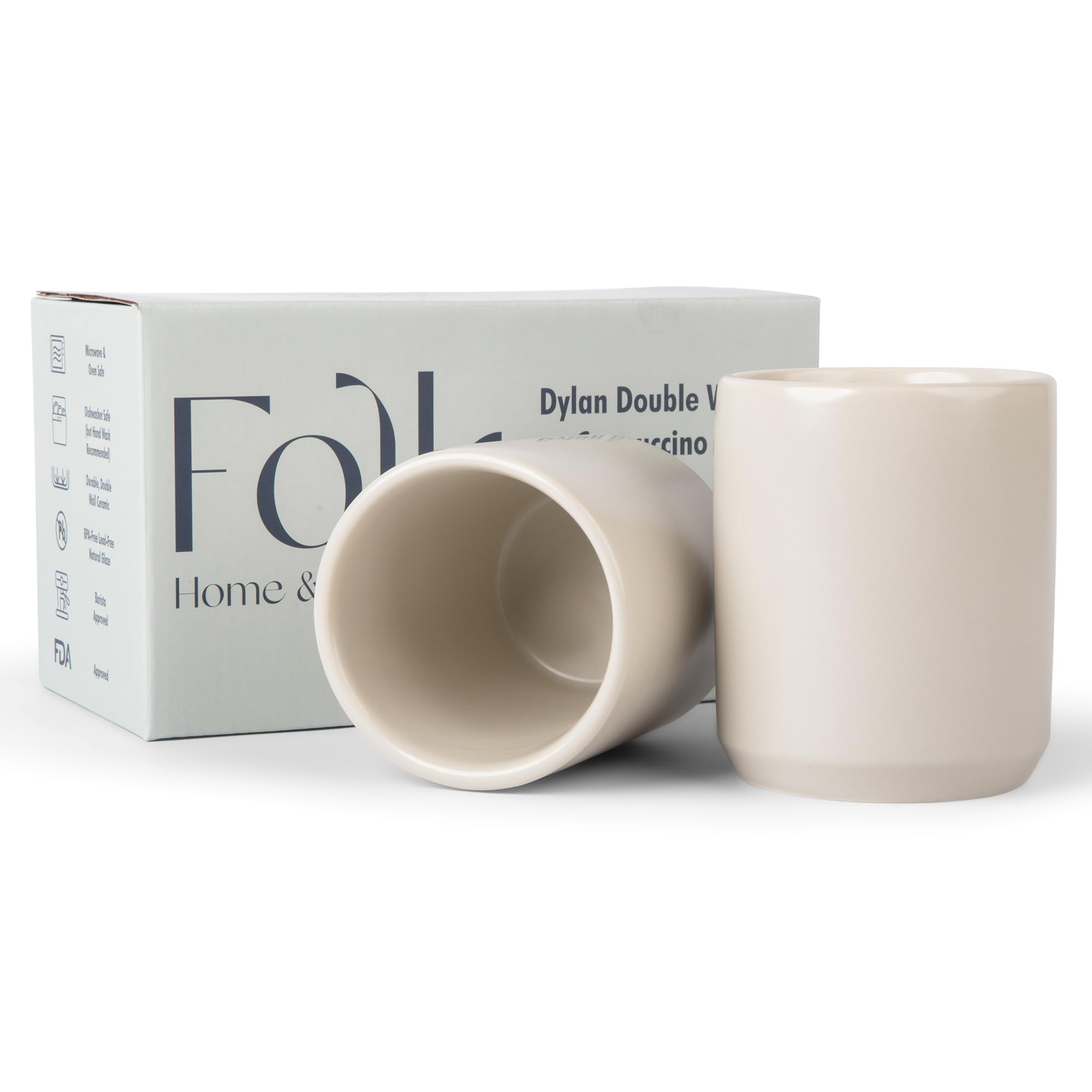 Folk Ceramics Dylan double-walled mug keeps drinks hot and hands cool.