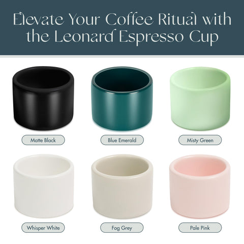 Folk Ceramics Leonard espresso cup stackable design for easy cupboard storage.