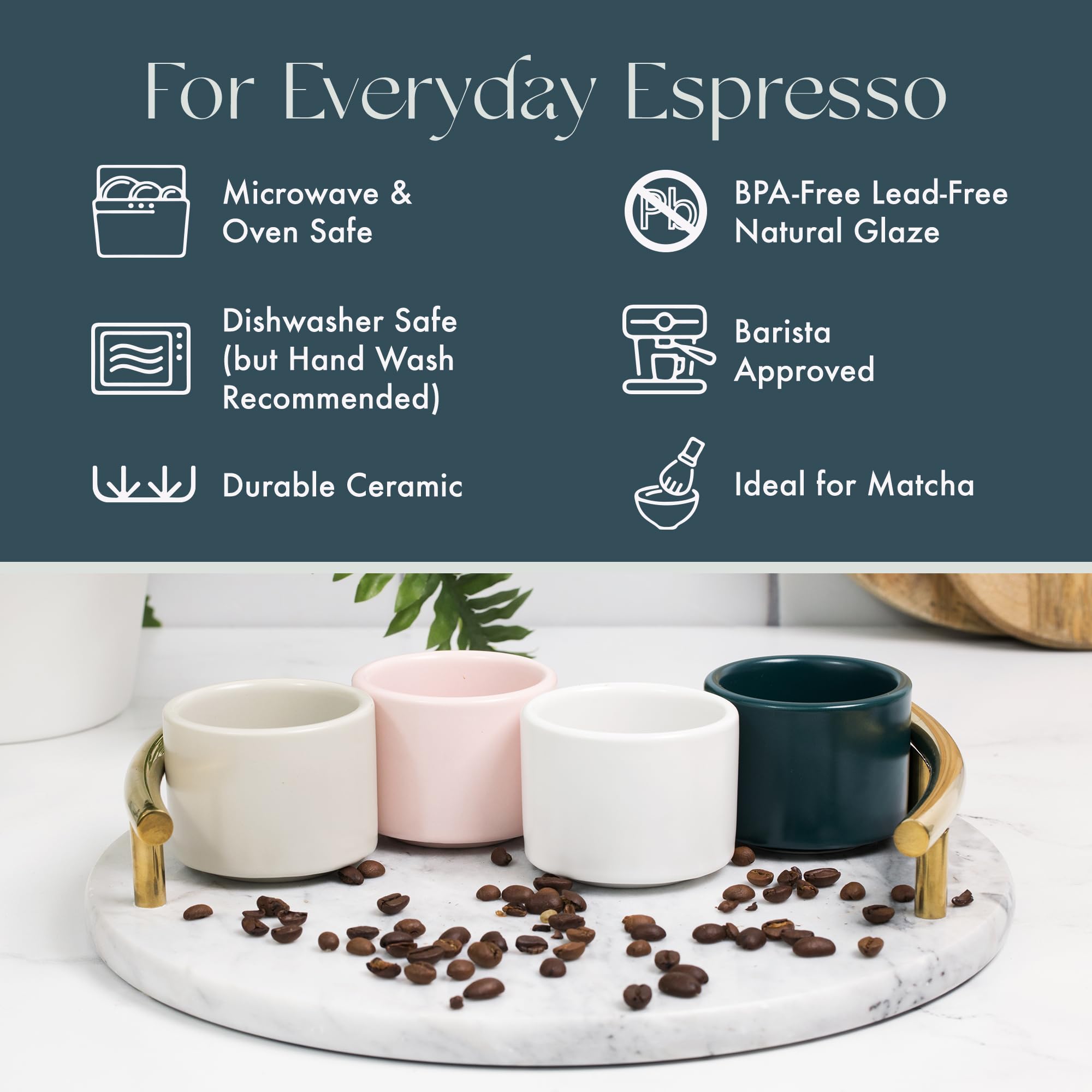 Folk Ceramics Leonard fits under espresso machines for seamless brewing.