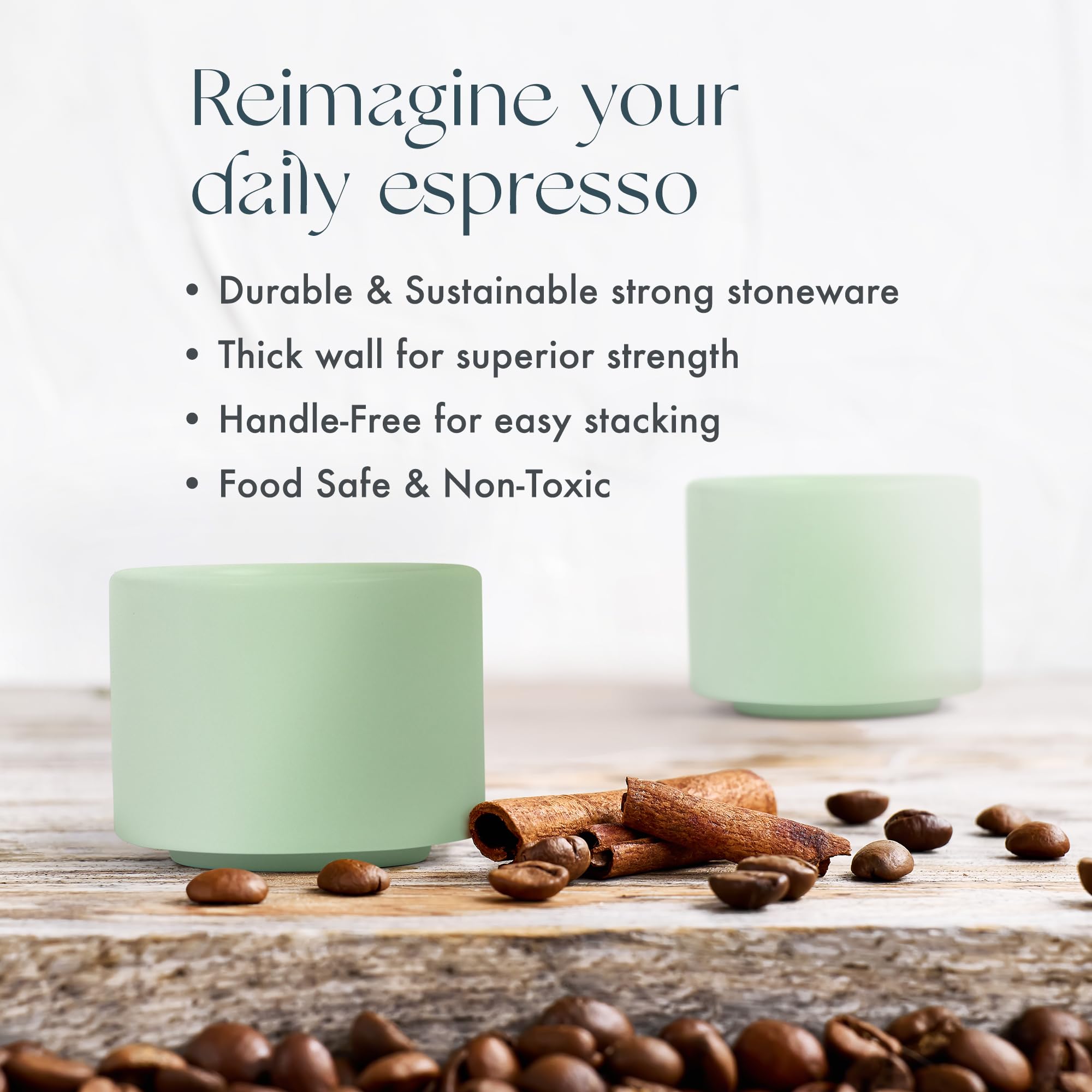 Leonard cups stacked by Folk Ceramics save cupboard space with a sleek, modern look.