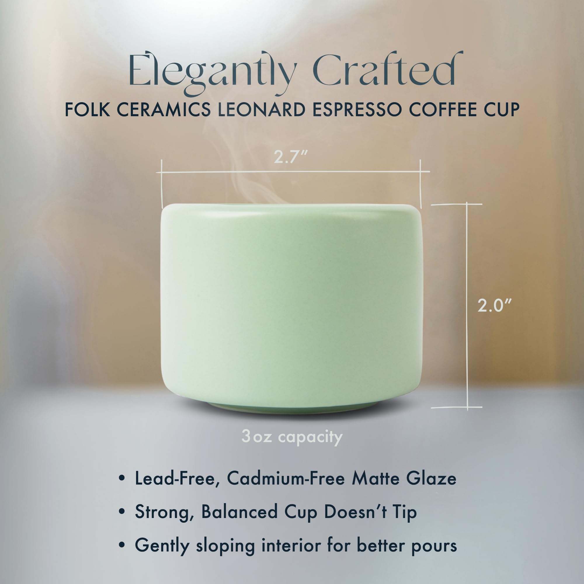 Leonard 3oz cup fits under most espresso machines for quick, efficient brewing.