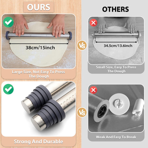 Folksy Super Kitchen dishwasher-safe rolling pin for quick cleanup after baking.