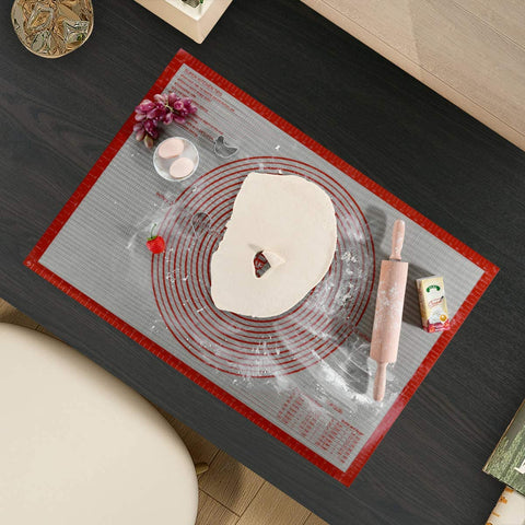 Folksy Super Kitchen food-grade silicone pastry mat 36x24 red for safe prep.