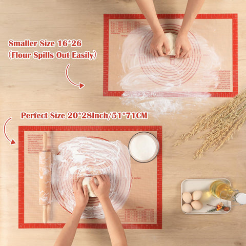 Folksy Super Kitchen mat with measurement guide supports precise dough sizing