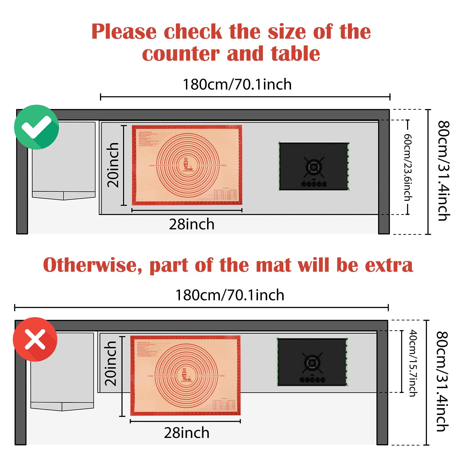 Folksy Super Kitchen pastry mat oven-safe up to 470°F