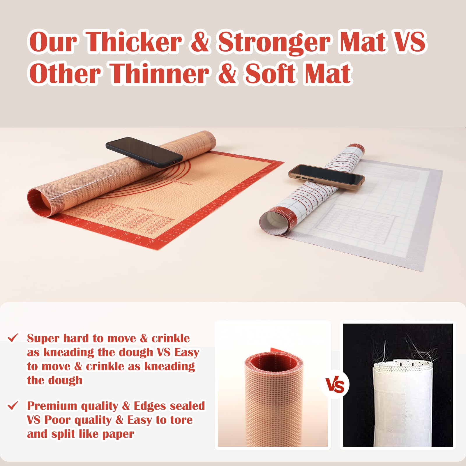 Folksy Super Kitchen silicone baking mat with easy release and quick cleanup.