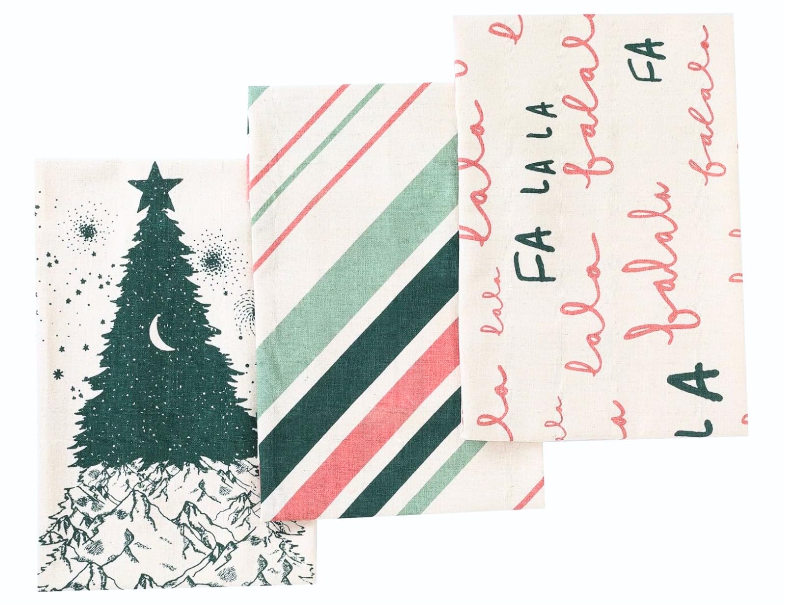 Folkulture Christmas tea towels set of 3 with Falala design for festive kitchen decor