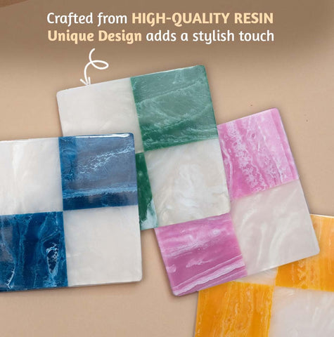 Folkulture handmade resin coasters for stylish, durable table protection.