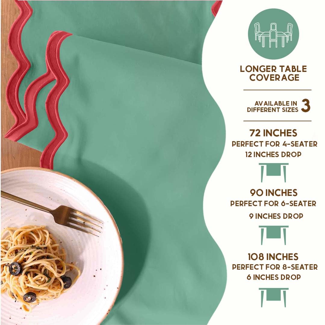 Folkulture machine-washable green table runner for easy care