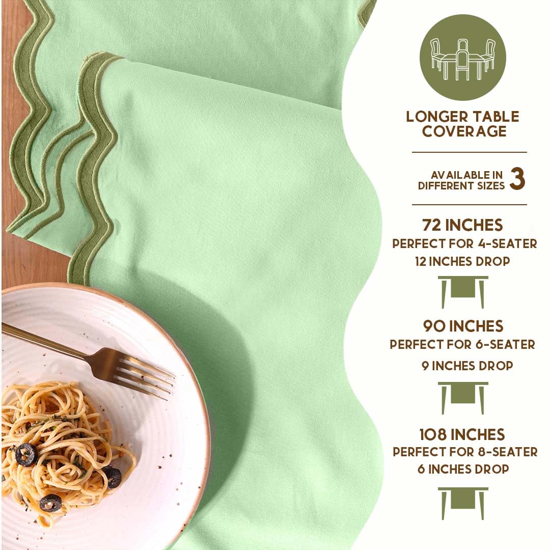 Folkulture sage green runner suits daily meals and gatherings.