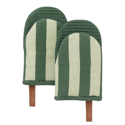 Folkulture green mini oven mitts front view showing compact design and grip