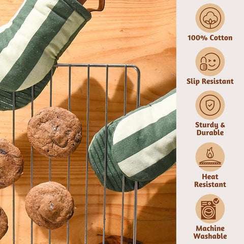Folkulture green mitts highlighting non-slip grip for secure handling