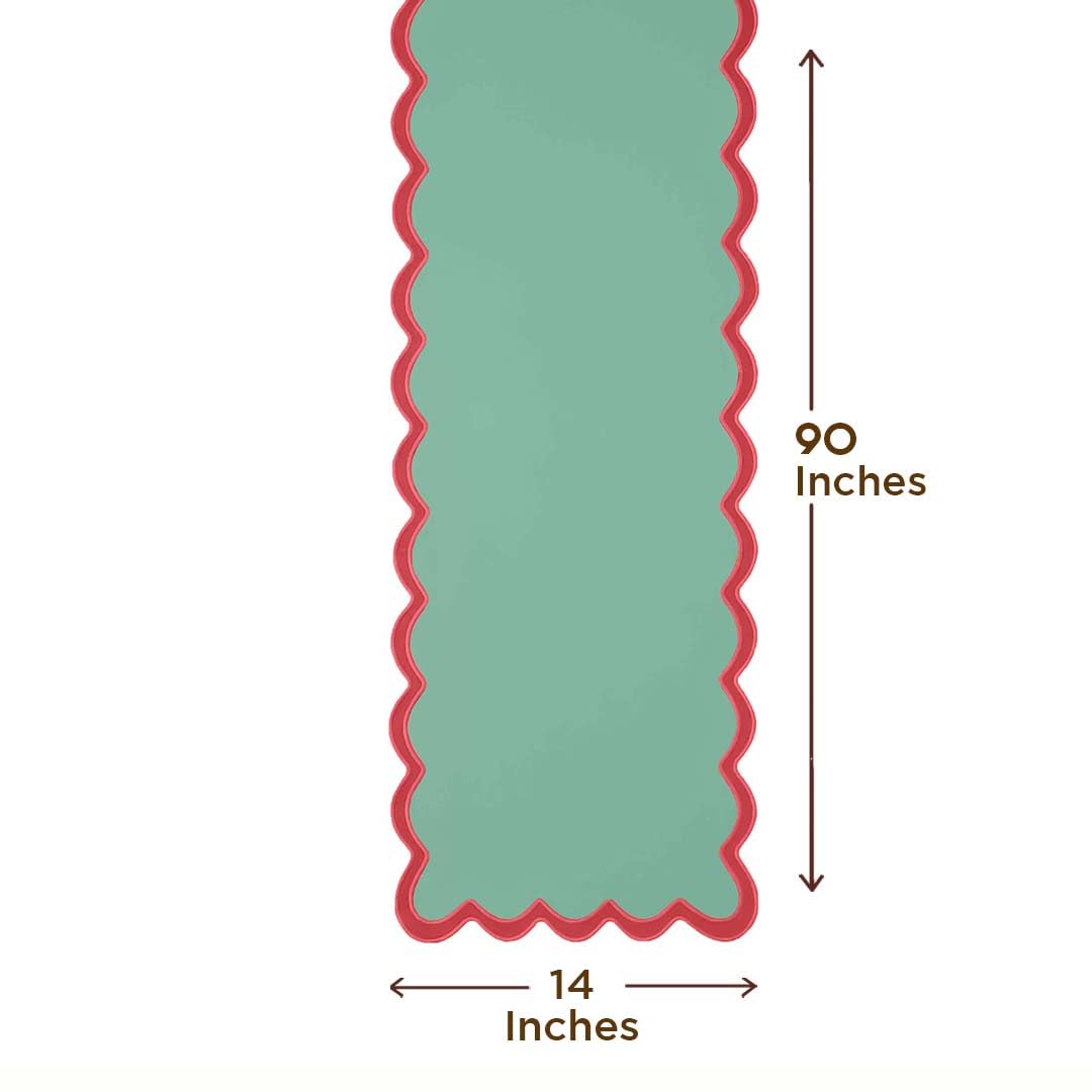 Folkulture outdoor-friendly green table runner for patio and garden settings