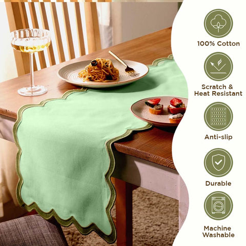 Folkulture table runner complements boho dining setups with subtle texture.