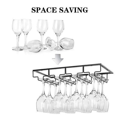 FOMANSH stemware organizer with durable metal frame holding Bordeaux glasses