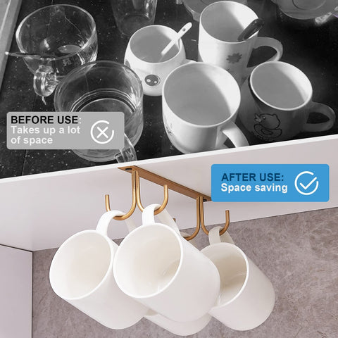 FOMANSH three-racks twelve-hooks design helps organize a cup collection.