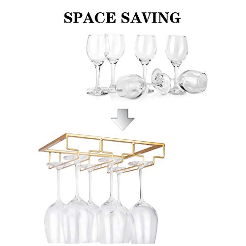 FOMANSH gold-finish rack adds style while saving kitchen space.