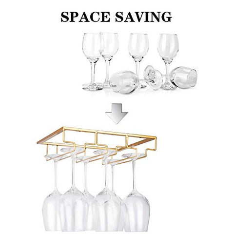 FOMANSH gold-finish rack adds style while saving kitchen space.