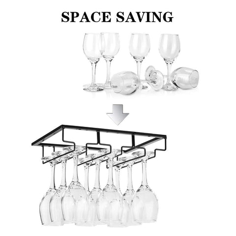 FOMANSH stemware rack shows mounting points for easy setup in minutes