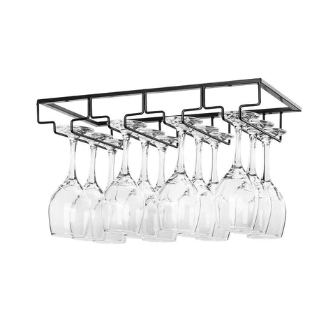 FOMANSH wine glass rack under cabinet with four rows for organized stemware