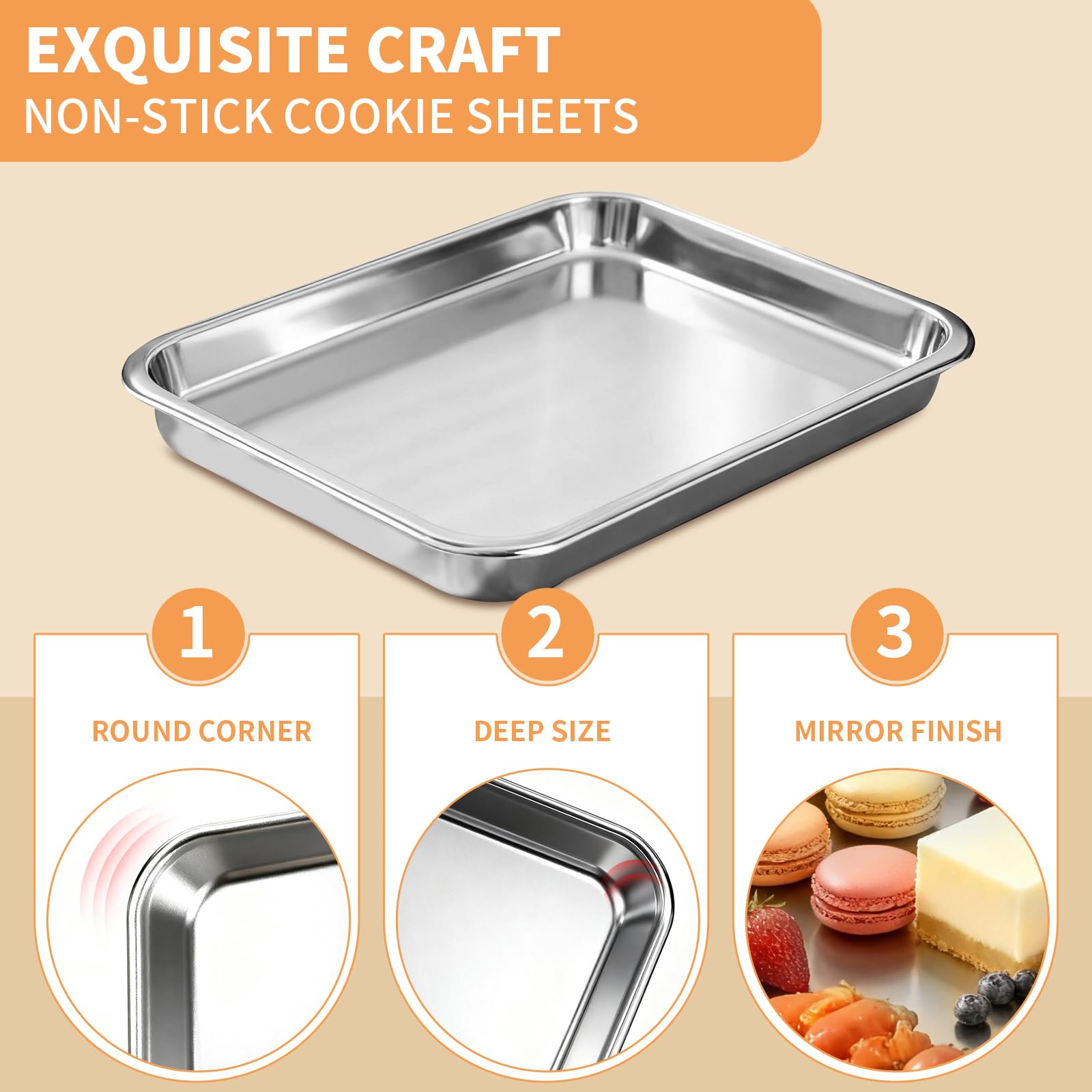 Fondpen baking sheet easy-clean surface, mirror finish stays bright after washes
