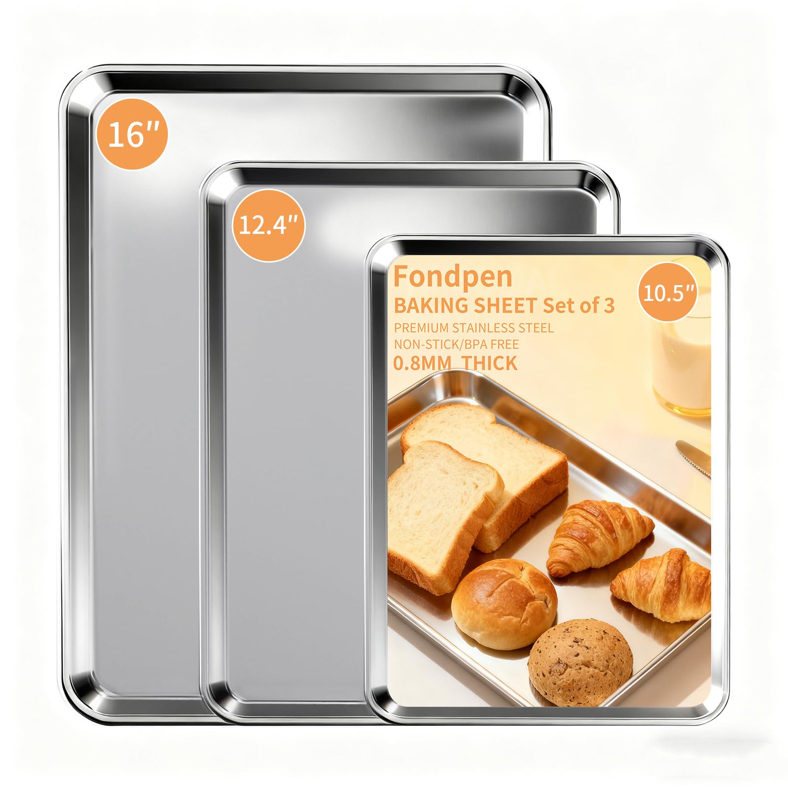 Fondpen baking sheet set 16x12x1 inch, thick gauge for warp resistance and even browning