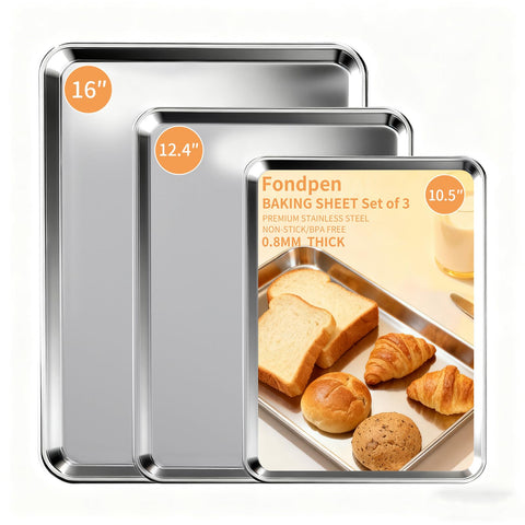 Fondpen baking sheet set 16x12x1 inch, thick gauge for warp resistance and even browning