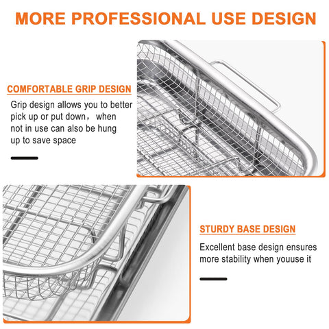 Fondpen air fryer basket bottom captures grease and crumbs for easy cleanup.