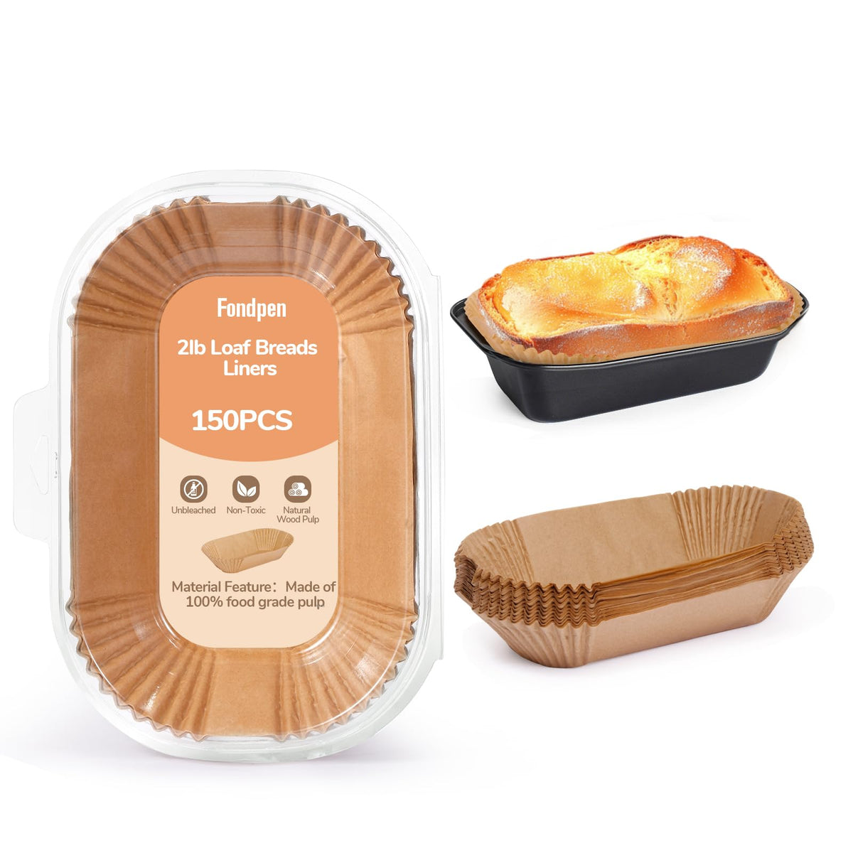 Fondpen loaf pan liners 9x5 fit for easy bread release.