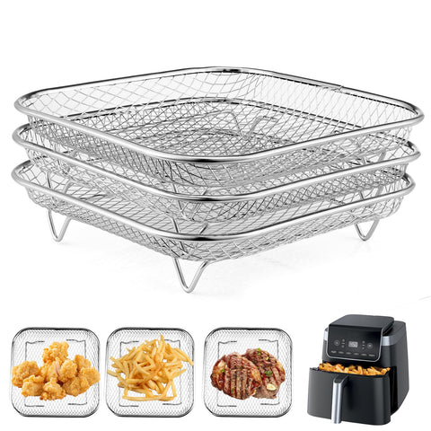 Fondpen square air fryer rack for even crisping and extra space
