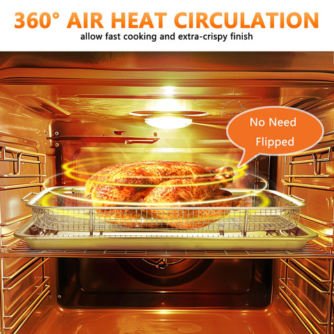 Fondpen stainless steel air fryer basket close-up emphasizes durable construction.