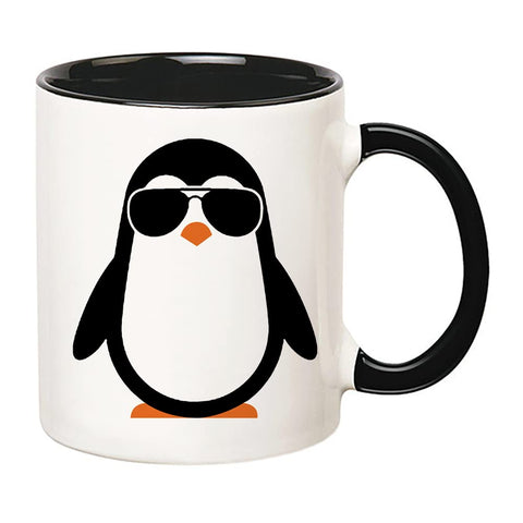 Fonhark Penguin Mug side view with handle, ideal for desk tea breaks
