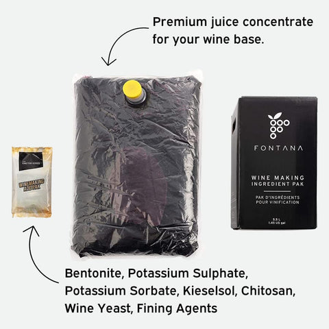 Fontana Pinot Noir kit packaging highlights award-winning quality and easy at-home brewing